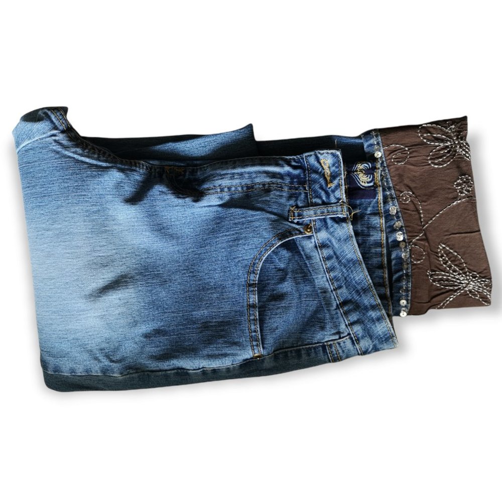 Angels Stretchy Women Sequins Fold Hem Jeans 14